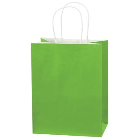 Bsc Preferred 8 x 4-1/2 x 10 1/4'' Citrus Green Tinted Shopping Bags, 250PK BUY00443023